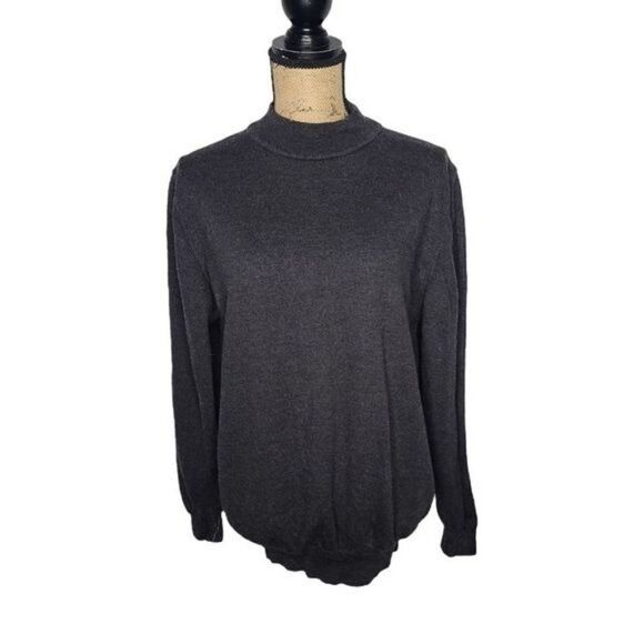 Nordstrom Mock Neck Dark Grey Merino Wool Sweater Size XL - Picture 1 of 11